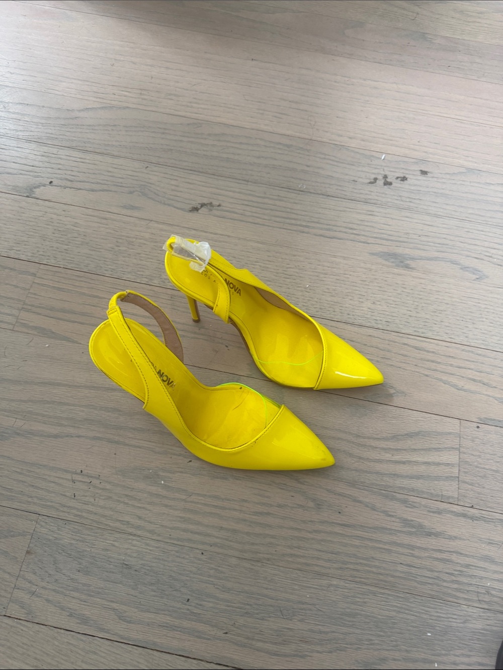 Fashion Nova Bright Yellow Pointed-Toe Slingback Heels